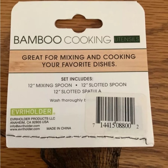EVRI Bamboo Cooking Utensils Set - Natural and Black - Picture 6 of 7